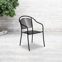 Flash Furniture CO-3-BK-GG Black Indoor-Outdoor Steel Patio Arm Chair with Round Back 
